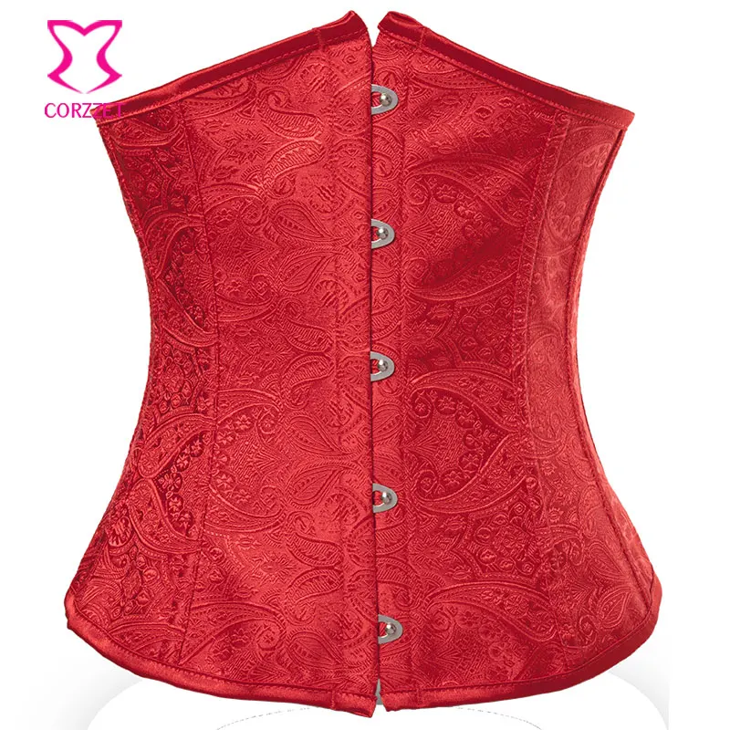 

Women Corsetto Gothic Sexy Red Tight Lacing Waist Trainer Corsets Underbust Bustier Corset Waist Cincher Set Corses Para Mujer