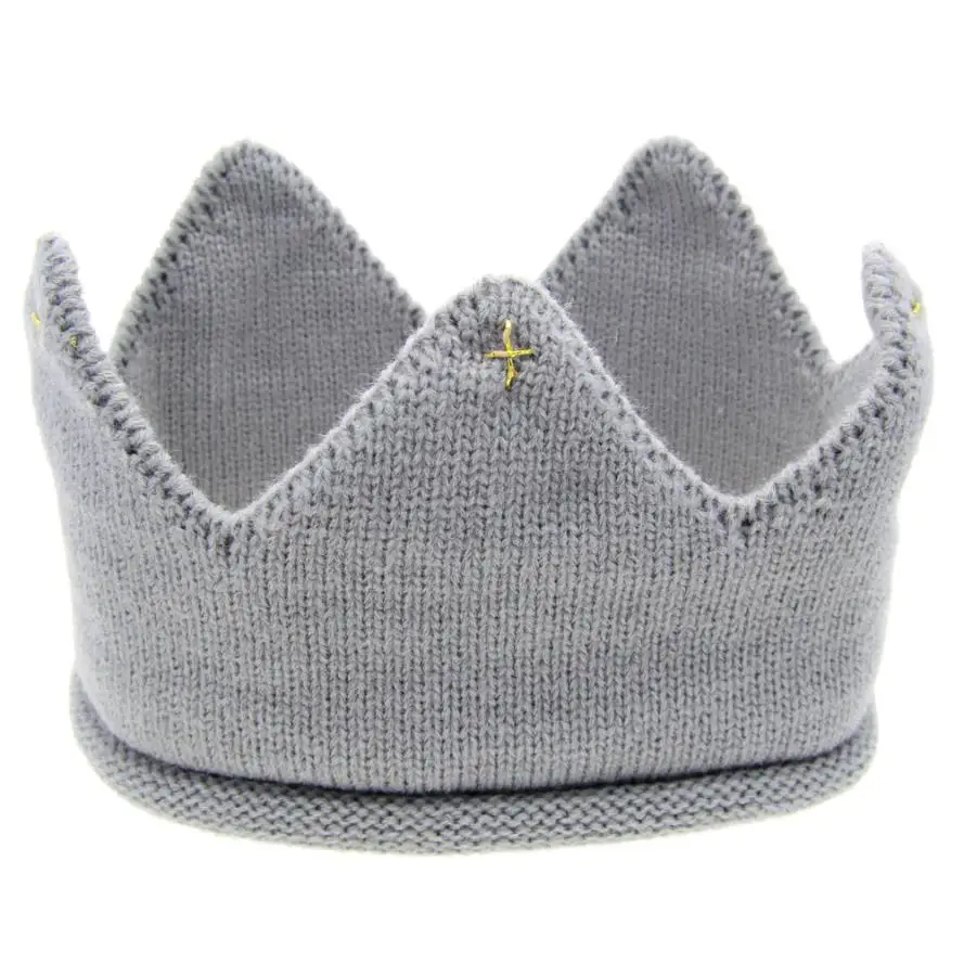 Детская шляпа детская шапочка для малышей новая милая вязаная повязка на голову с короной для маленьких мальчиков и девочек 15
