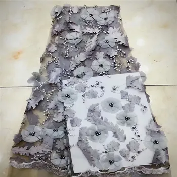 

Latest French 3D Lace Fabric Embroidered High Quality African Lace Fabric 2018 Nigerian Lace Fabrics For Party Dress H555-1