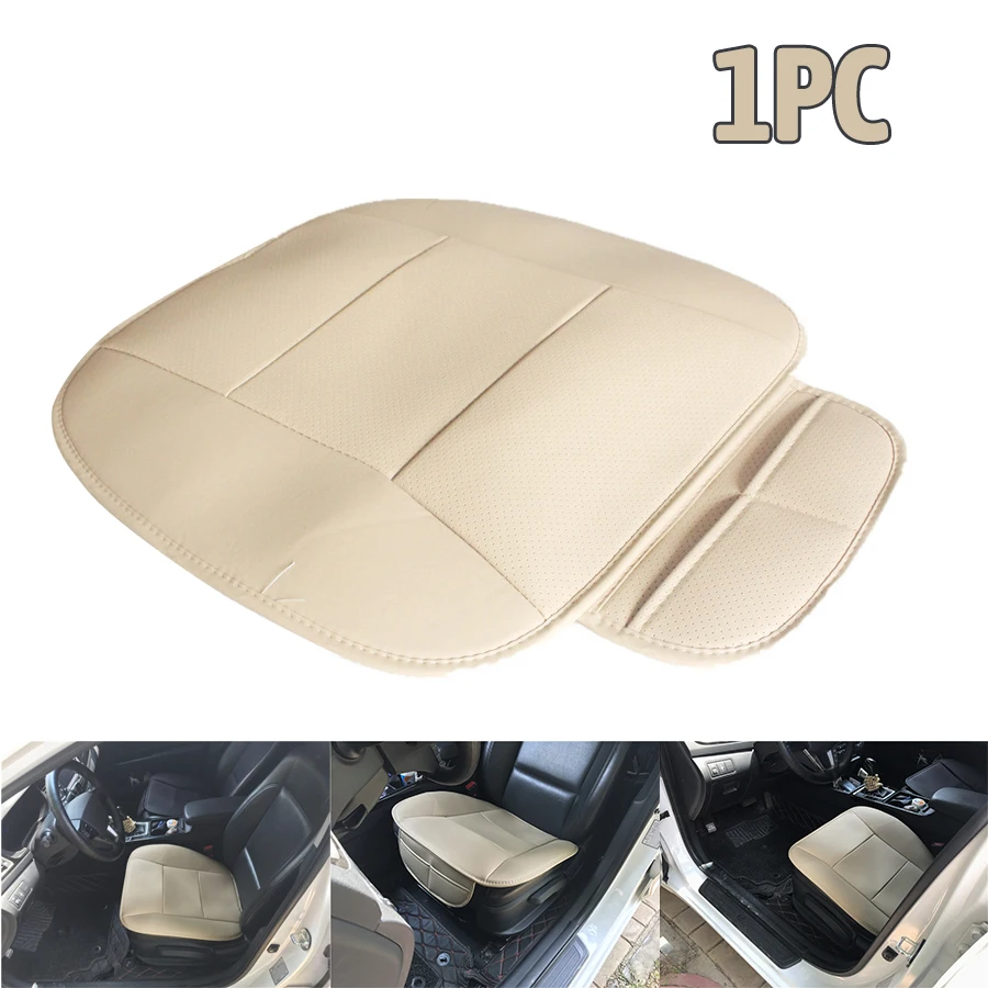

1Pc Car Front Seat Cushion Beige PU Leather Deluxe Protector Cushion Automotive interior accessories