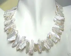 6-13 мм Аномальная форма белый жемчуг ожерелье 17"