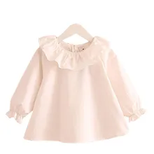 Рубашки для маленьких девочек г., модные весенние блузки с оборками для маленьких девочек милые корейские топы с длинными рукавами, детская одежда От 1 до 2 лет, 4, 6, 8 лет