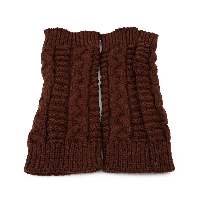 Coffee color Вязаные длинные перчатки женские теплые вышитые зимние перчатки без пальцев перчатки для женщин и девушек Guantes Invierno Mujer Luvas - Цвет: Coffee color