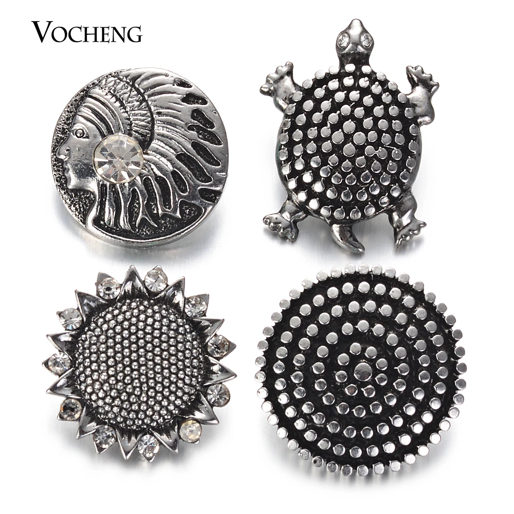 

Vintage Vocheng Ginger Snaps 18mm Rhinestone Turtle Snaps Button Hot Sale Metal Snaps for Diy Bracelet VN-2018