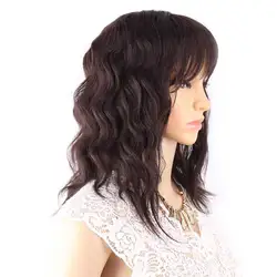 Амир боб парик короткие синтетические Смешанные Цвет Черный смешивания темно-коричневые парики для женщин Средний Длина термостойкие