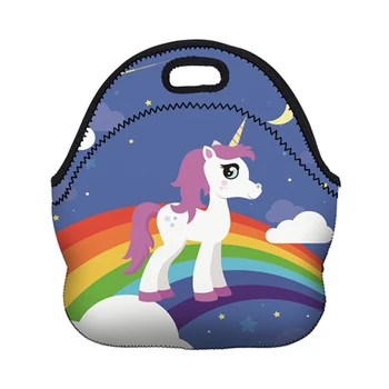 Cute Lunch Bags 3D Printed Unicorn with Zipper for Picnic