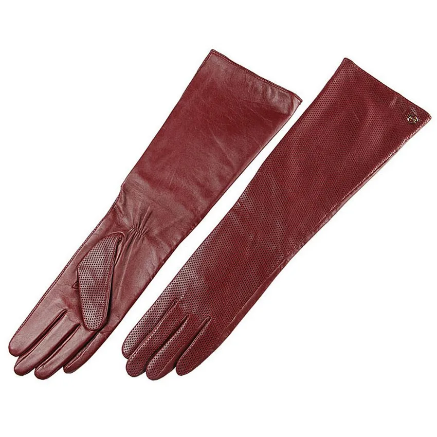 EL018NN 44cm long women winter leather gloves Fashion Opera Genuine leather gloves warm long style sheepskin gloves