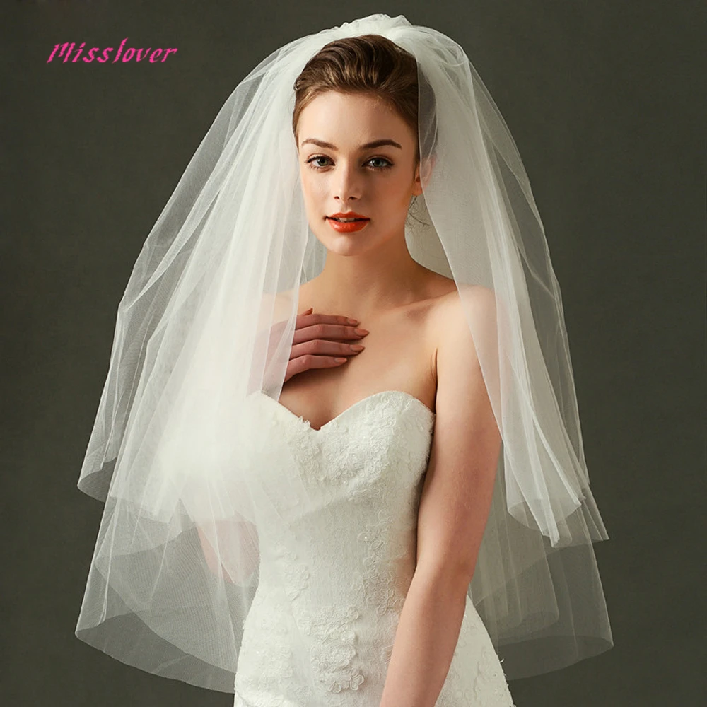 Бесплатная доставка свадебная вуаль двухслойная простая Фата для невесты аксессуары для невесты тюль короткая женская вуаль из