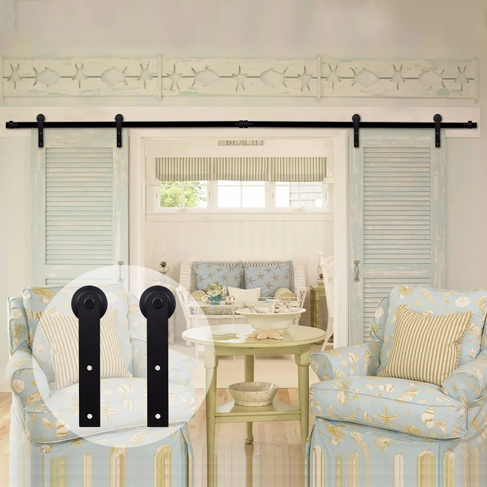LWZH Sliding Door Hardware Kit font b Closet b font Barn Door Hardware Set I Shaped