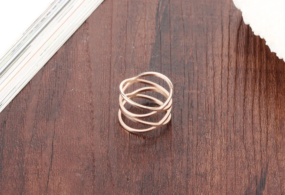 Lokaer модные вечерние кольца с двойным X розовым золотом, минималистичный стиль, 316L нержавеющая сталь, Женское кольцо, ювелирные изделия Anillo