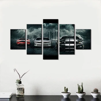 

Art Work for Home Walls Muscle Cars Painting Pictures Canvas 5Piece Artwork Home Decoration for Living Room Bedroom Dropshipping