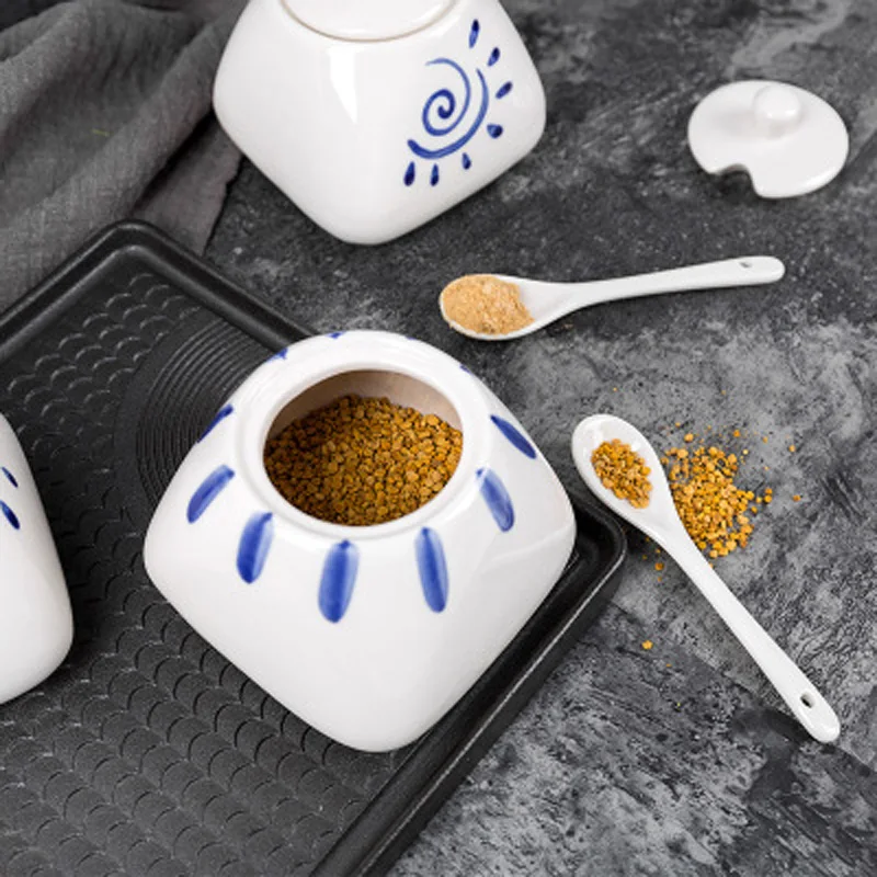 Seasoning With Spoon Kitchen Spice Jar Oil Salt Jar Bottle Salt And Pepper Spice Storage Seasoning Box Container Bottle