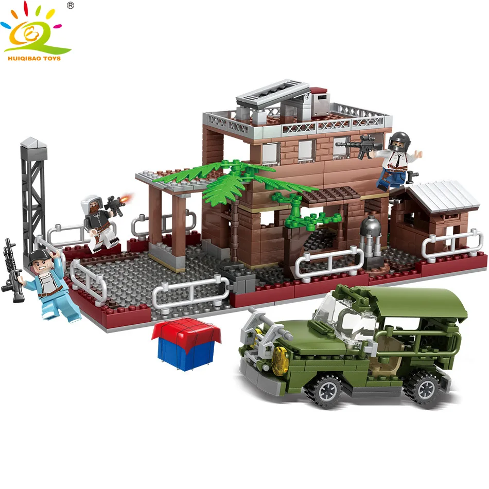 

HUIQIBAO Toys 560PCS Military school Building Blocks For Children Compatible City house army Soldier Weapon Boy Bricks
