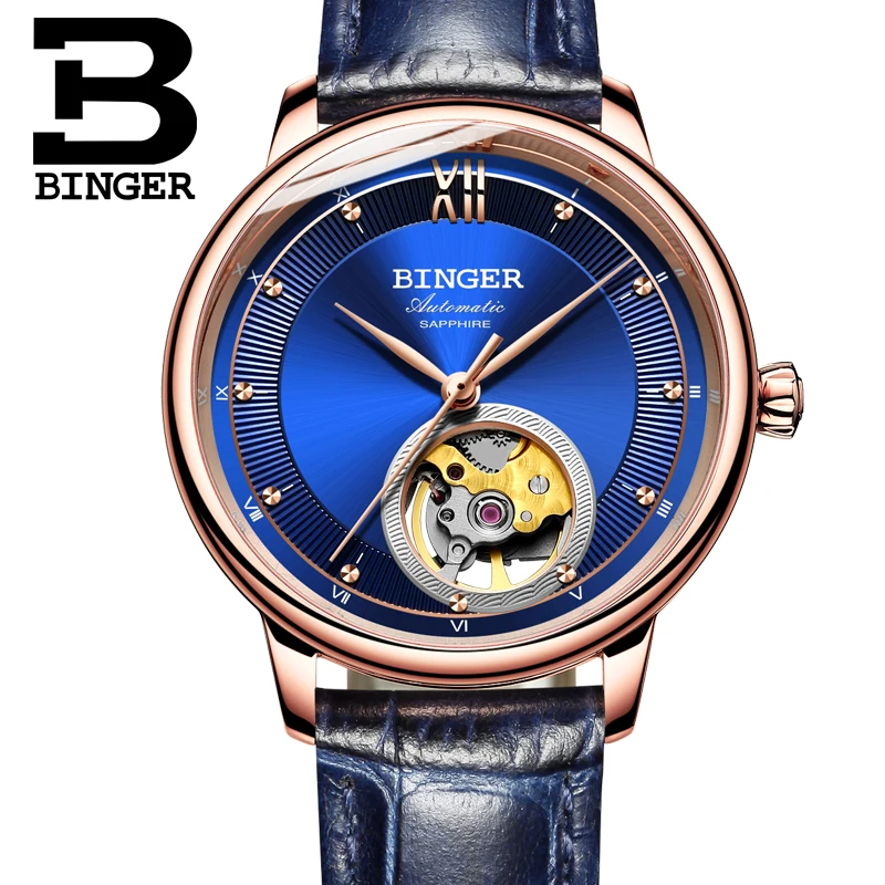 Switzerland BINGER font b Women s b font watches Ultra thin Japan 90S5 Automatic Movemt Tourbillon