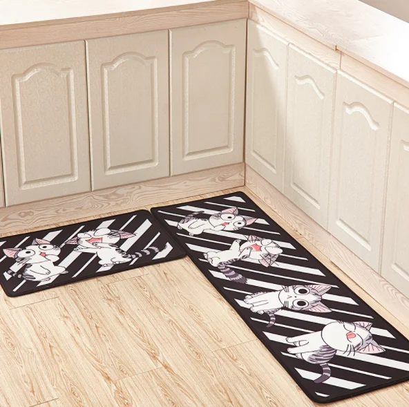Обновленные современные супер мягкие Нескользящие Коврики для кухни дверные коврики ковры для спальни - Цвет: Черный