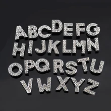 (26 Pieces/lot) 10MM Clear Slide Rhinestone Letter Charms for DIY Personalized Dog Pet Collar