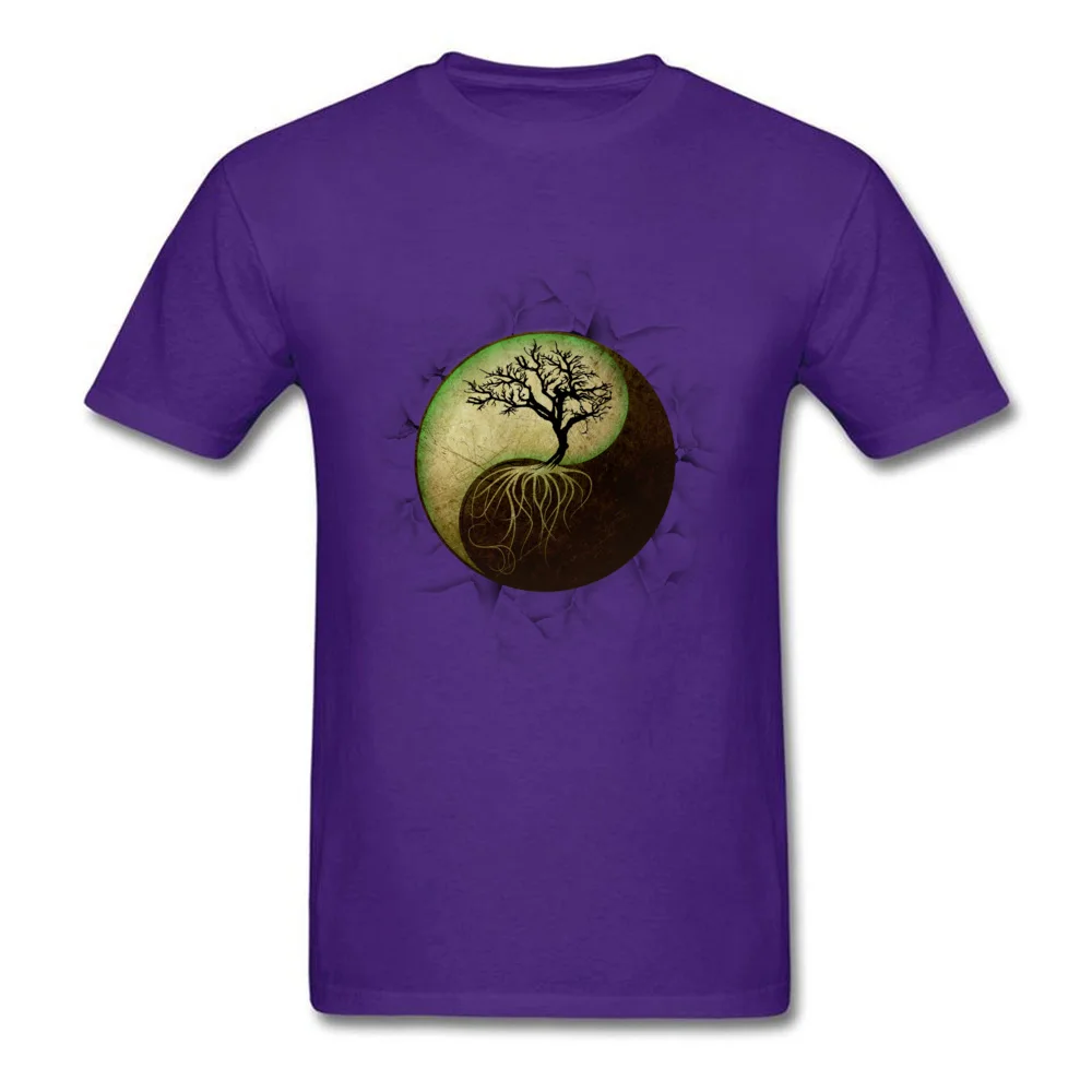 Tees Ying Yang Tree Top T-shirts Summer/Fall Funny Normal Short Sleeve 100% Cotton O-Neck Mens Top T-shirts Normal Ying Yang Tree purple