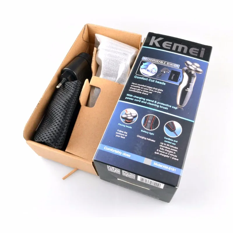 KEMEI KM-6181 электробритва, перезаряжаемый триммер для волос, бритва 5D, плавающий Rasoir, мужской эпилятор для личной гигиены, бритва с европейской вилкой