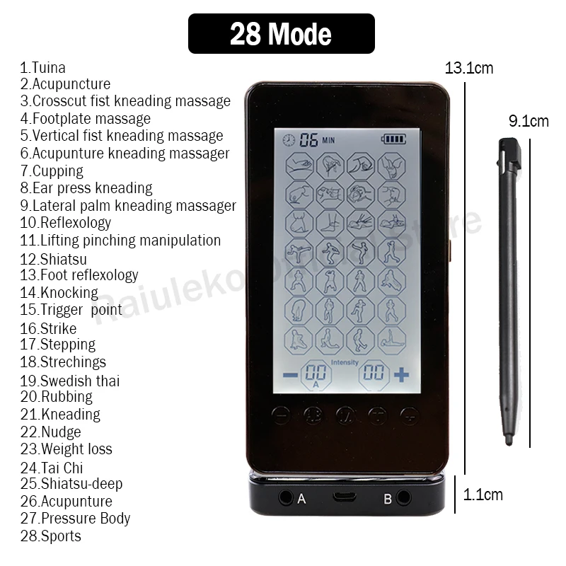 TENS EMS Massager Muscle Stimulation Electric Personal Nerve Stimulator Dual Channel 28 Mode LCD Di