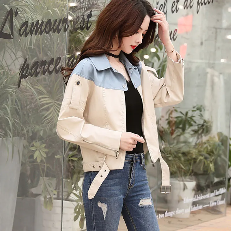 Taille En Femmes 381 Mode Deri black Cuir Printemps Lavé Automne 2019 La Plus De Faux Vestes Ceket Beige Manteau Veste Survêtement 7BpwxI