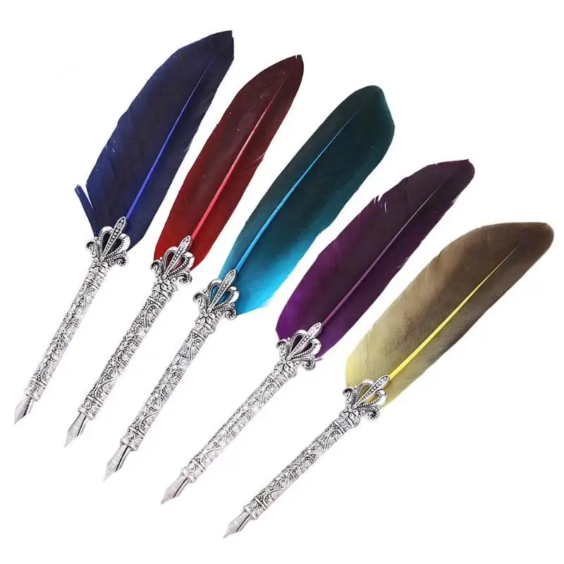 

Feather Pen Calligraphy Pen Retro Dip Feather Dip Pen Vintage Metal School Writing Stationery Birthday Gift