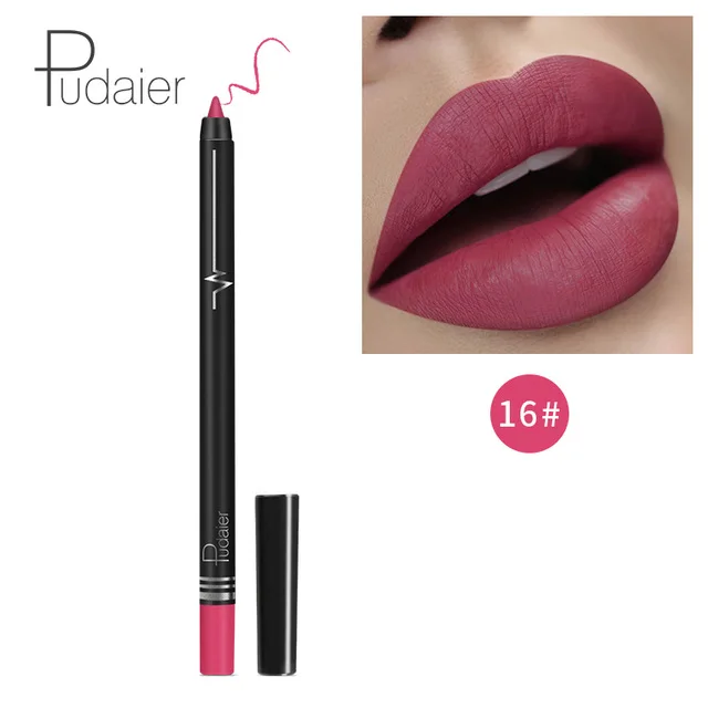 Pudaier Brand Lip Pencils Matte Lipliner Pencil Makeup Lips Matte Lipstick Long Lasting Waterproof Lip liner Pencils Tools - Цвет: 16