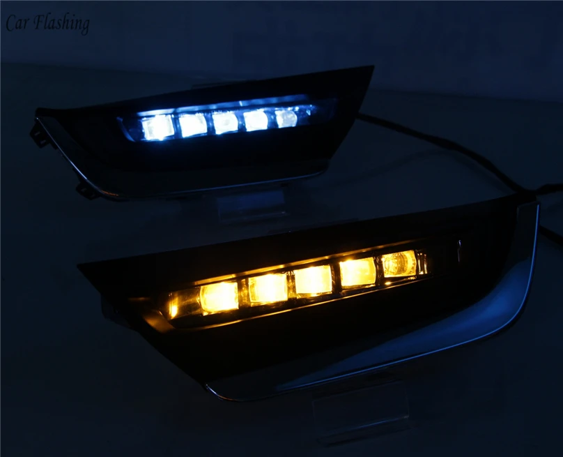 Автомобильный мигающий для Honda CRV CR-V DRL для вождения, дневной ходовой светильник DRL с желтым поворотом, противотуманная лампа, реле, Дневной светильник