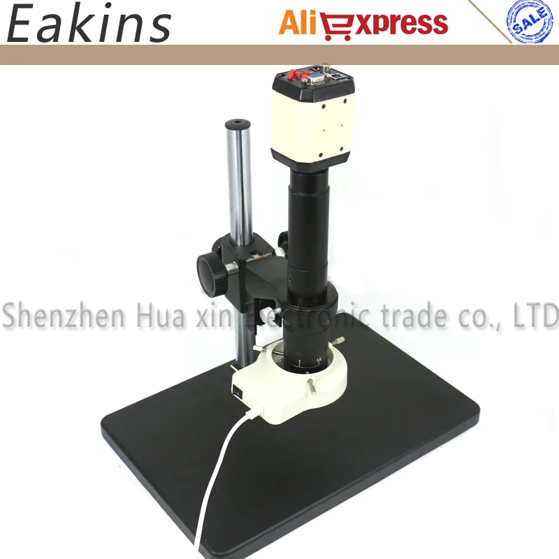 

3in1 Industry Microscope CCD AV USB VGA outputs+300X C-Mount Lens+56 LED Ring Light+Big Stand for Industry Lab AV TV USB Output