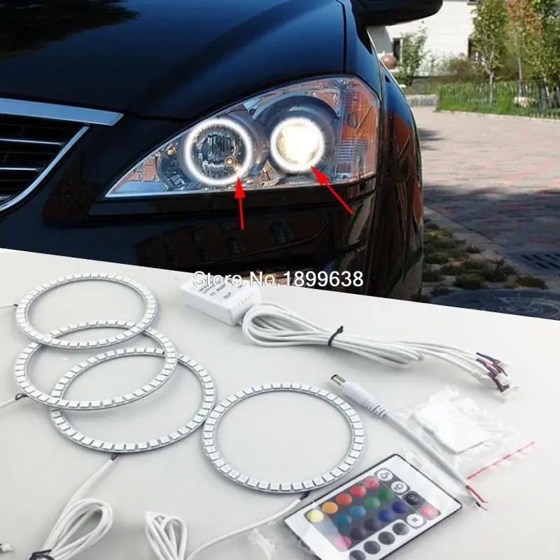 

Super bright 7 color RGB LED Angel Eyes Kit with a remote control car styling For SsangYong Kyron 2007 2008 2009 2010