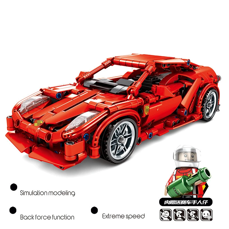 

Technic Series MOC Back Force Le Mans F40 Super Race Car Parts Champion Building Blocks Sets Kits Bricks Toy Compatible Legoings