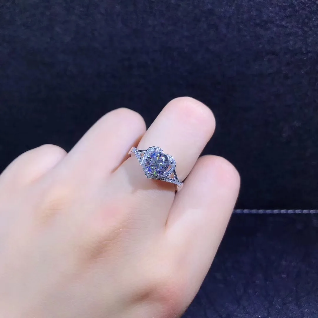 Серебряное кольцо Moissanite 1ct D VVS роскошное свадебное кольцо Moissanite для женщин