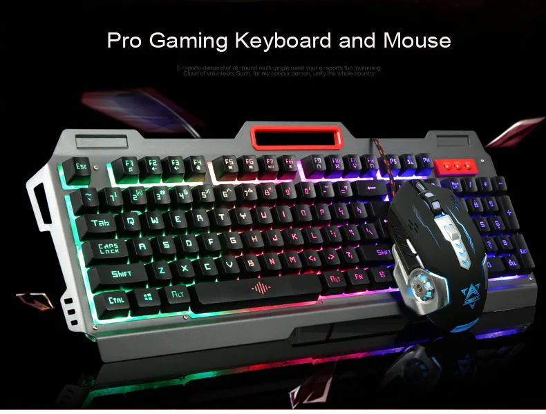 Новая Радужная желтая подсветка Pro Gamer игровая клавиатура 3200 dpi 6 кнопок механический светодиодный подсветка Pro игровая мышь