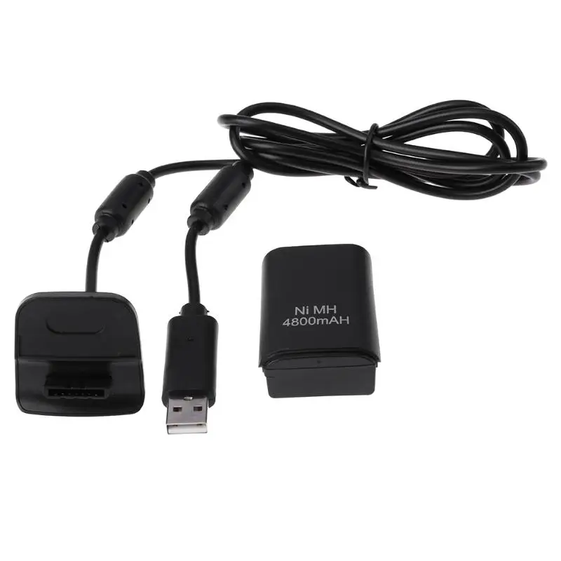 

4800mAh Rechargeable Battery For Xbox 360 Gamepad Battery Pack USB Charging Adapter backup USB Charger Cable Kit
