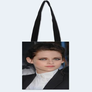 

Hot Tote bag Custom Kristen Stewart printed shoulder bag canvas shopping travel bags handbag Two sides printing
