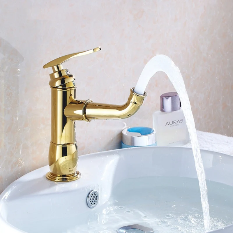 

Rotating Water Filter Deck mounted Chrome Finish Hot and Cold Basin Faucet Titanium Gold Bathroom Mixer Tap Basin Faucets
