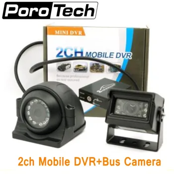 

2CH Mobile DVR mini Bus vehicle DVR with remote control motion detection Realtime Video&Audio Recorder with 2pcs camera+ cable