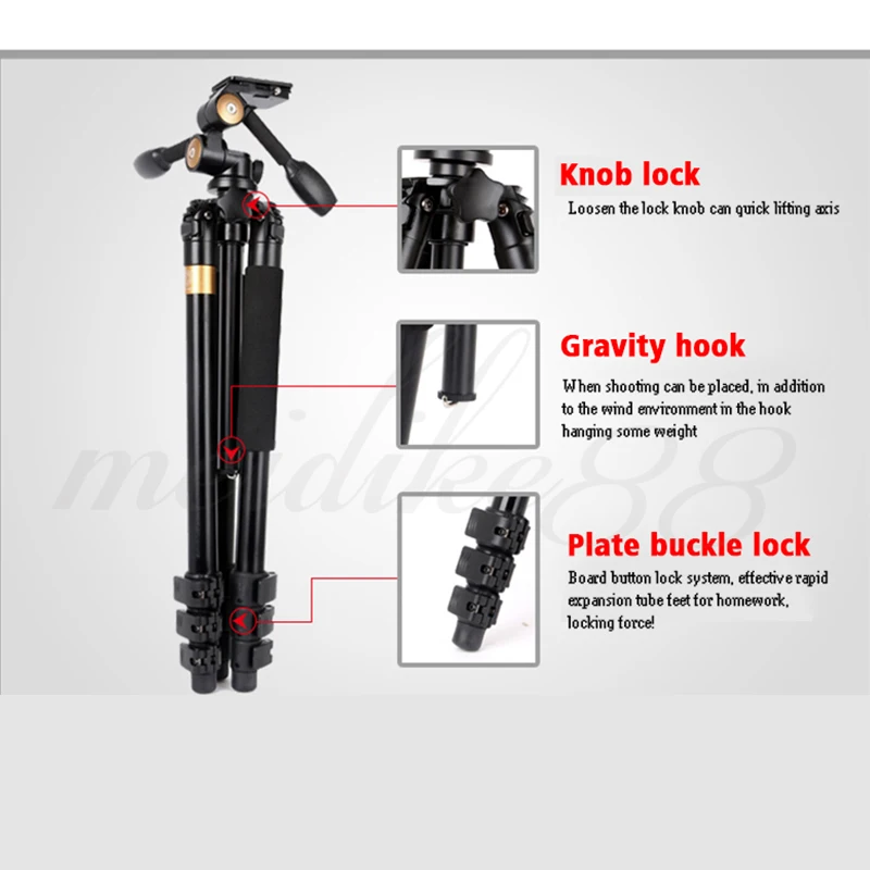 Pro Q620 Professional Aluminum Alloy Tripod Monopod For DSLR Camera Video DV Recorder Light Weight
