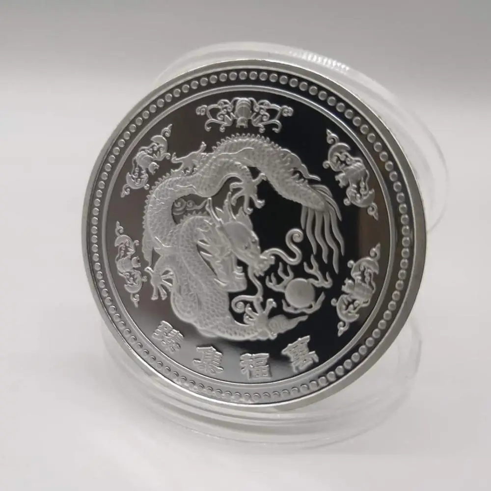 1oz Дракон памятная монета Зодиак монеты с животными металлический значок подарок