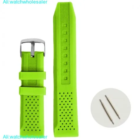 20mm Neon Green Color Silicone Jelly Rubber Unisex Watch Band Straps WB1051G20JB