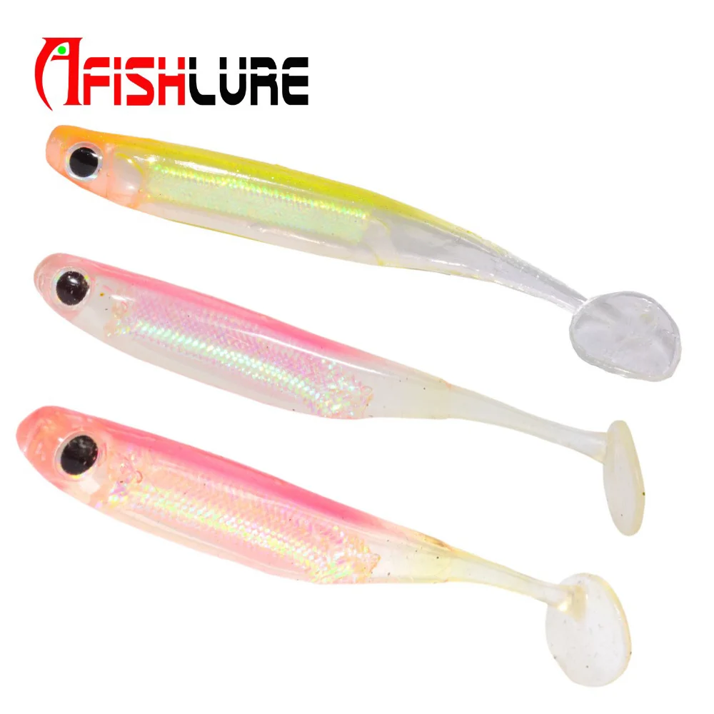 

3 Color 4pcs/set Afishlure Telescopic Fish 78mm 3D Rainbow Fish Fake Artificial Bait T Tail Soft Fish Swimbaits Plastic Isca