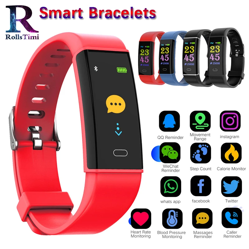 

RollsTimi Men's Smart Watches Waterproof Sports Bracelets Calories Fitness Tracker Heart Rate Monitor Smart Wristband for Women