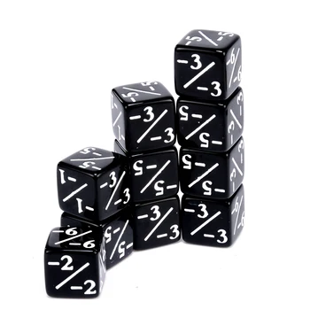 

10pcs Black Dice Counters Black Negative -1/-1 Dices For The Gathering MTG Games Party Interesting Games Tool