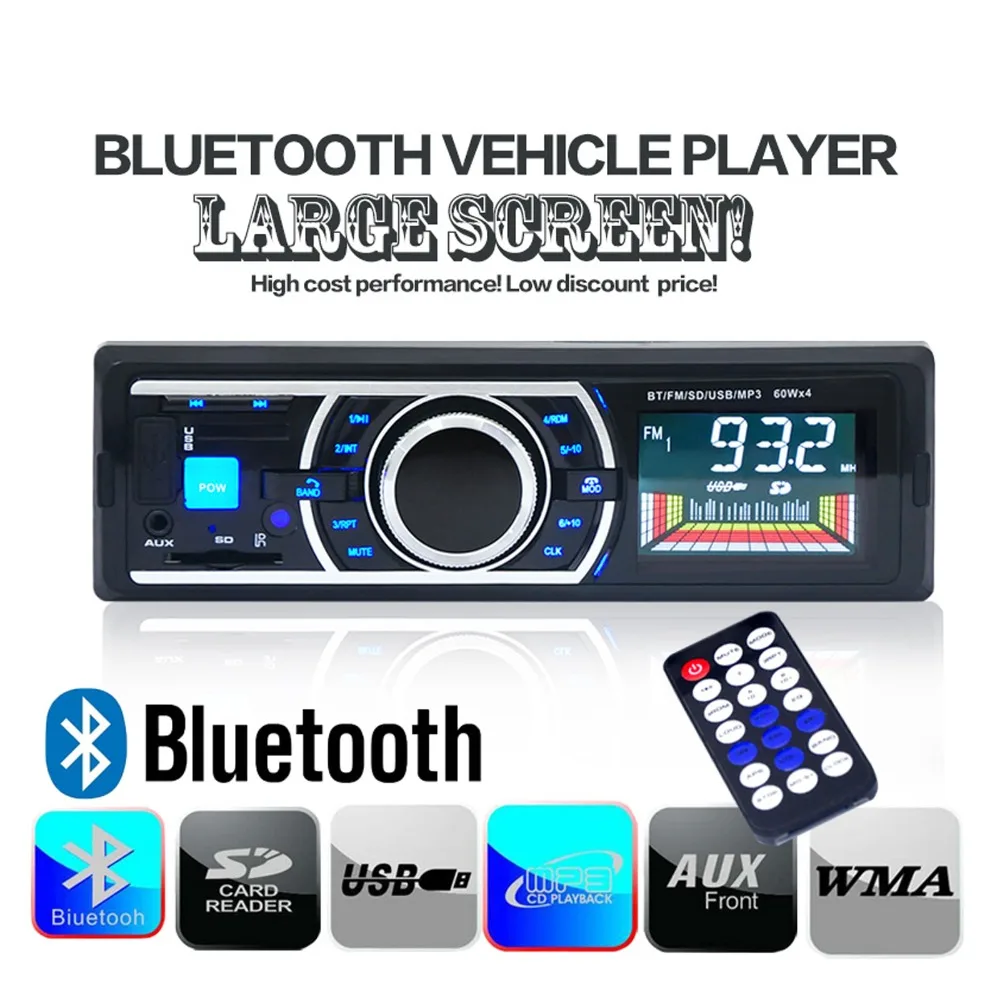 Estéreo do Carro Usb com Controle Bluetooth Áudio Mp3 Player 60 w * 4 fm Rádio Entrada Aux Receptor Carro Handsfree sd Remoto dc 12 v