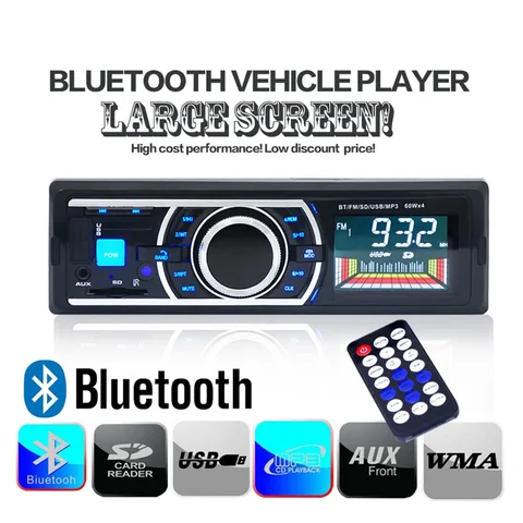 Estéreo do Carro Usb com Controle Bluetooth Áudio Mp3 Player 60 w * 4 fm Rádio Entrada Aux Receptor Carro Handsfree sd Remoto dc 12 v