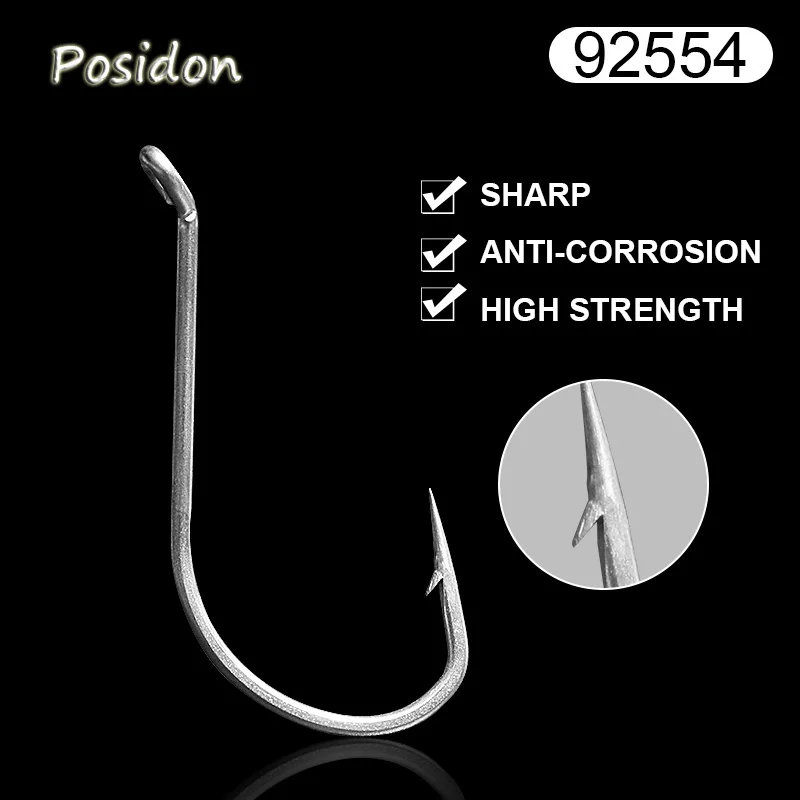Posidon 100 шт./компл. 92554 Нержавеющая сталь осьминог, Рыба Крючки из нержавеющей стали белая офсетная удлиненное осьминог, рыба ing крючки