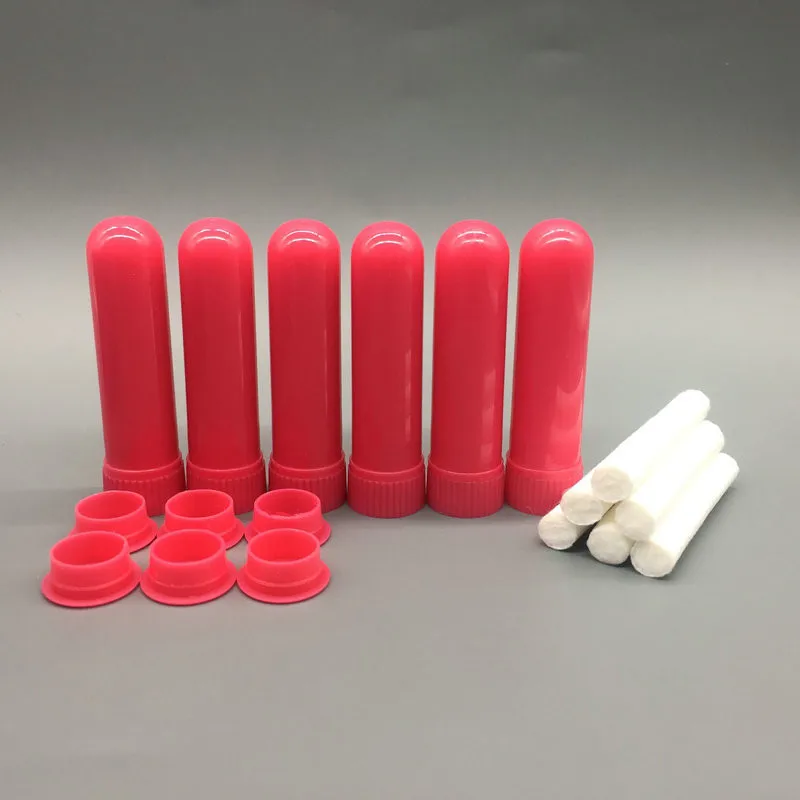 50 компл./лот оптом пустые ингаляторы пустые Ароматические ингаляторы, пластиковые бутылки носовые ингаляторы палочки(высококачественные ватные тампоны 51 мм - Цвет: red