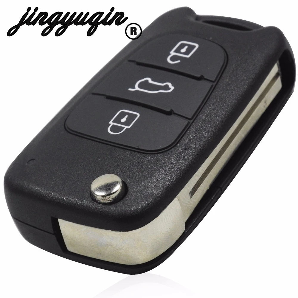 

jingyuqin 3 Buttons Folding Remote Fob Car Key Shell Cover For Hyundai Accent I30 IX35 Fit KIA Rio soul Sorento Sportage k2 k5