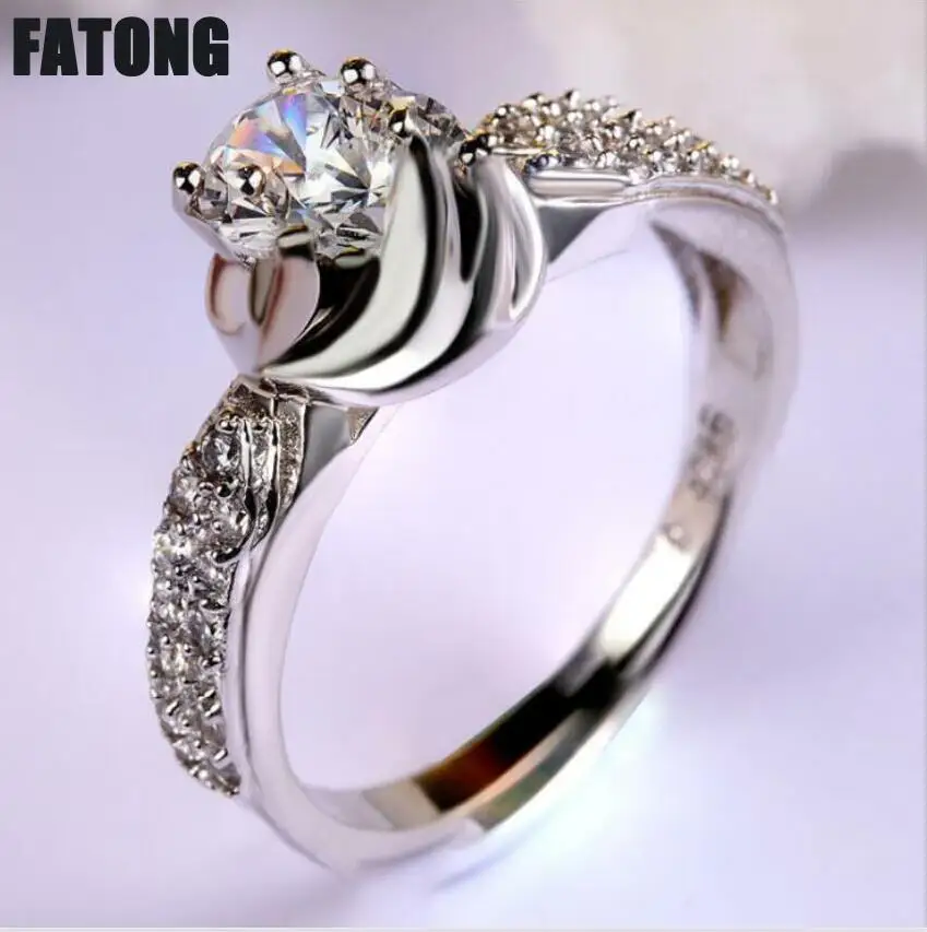 

925 sterling silver ring white round zircon boutique jewelry woman's fashion jewelry J0426