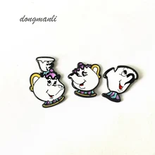 W0832 1 пара аниме Красавица и Чудовище Mrs Potts and Chip cup серьги Косплей украшения женские серьги