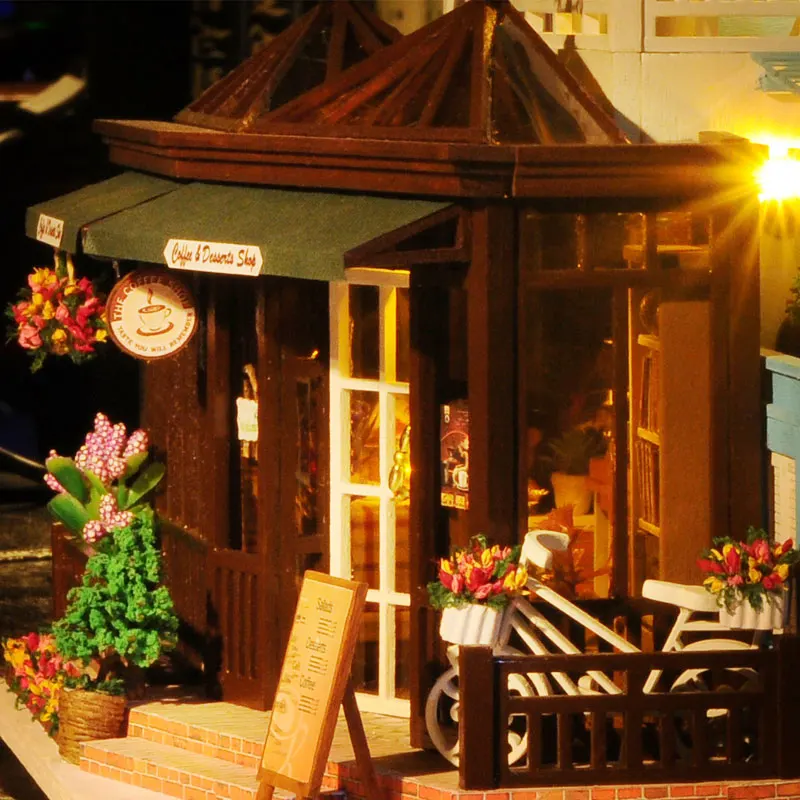 Miniature Doll House Furniture Decoration Puzzle DIY Doll House Wodden Miniatura Dollhouse Toys for Children Gift Carving Time